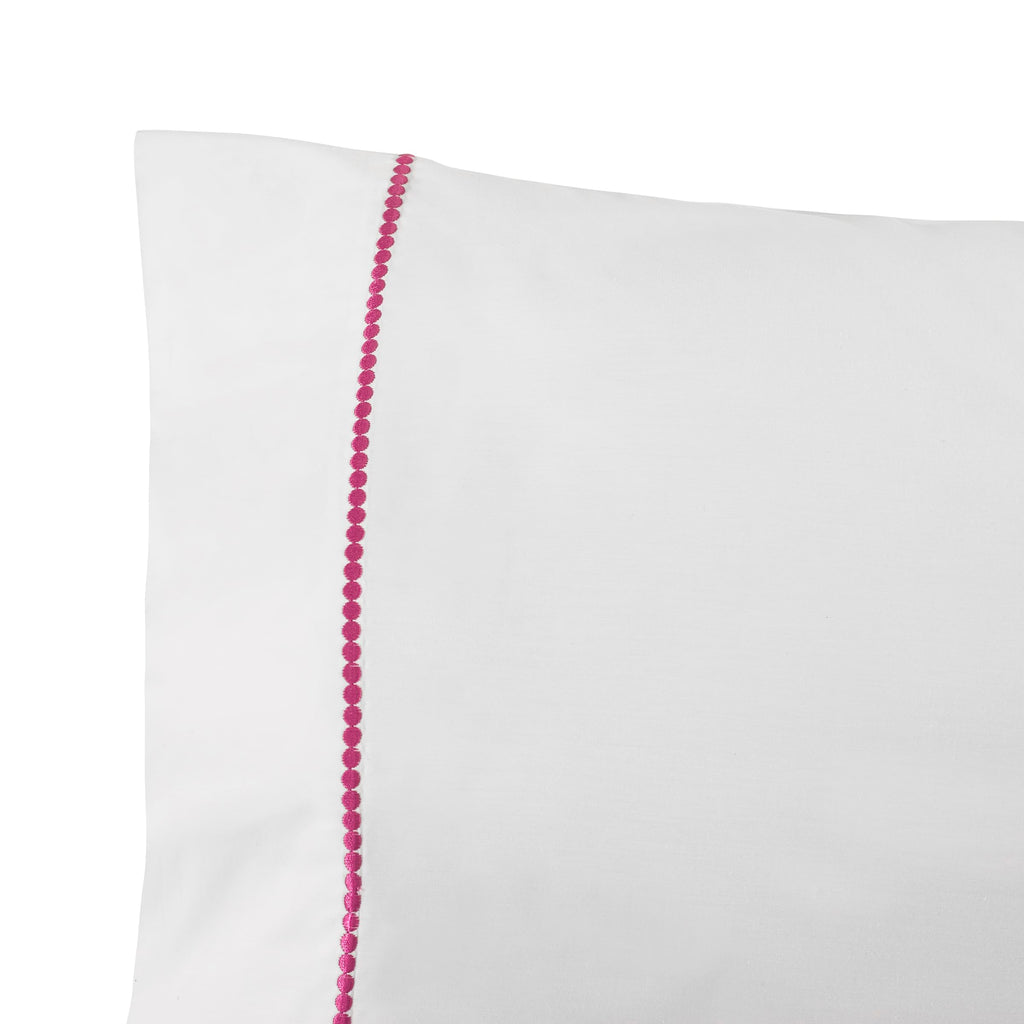 kate spade new york Dot Queen Sheet Set, 300 Thread Count and 100% Cotton, All Season 4 Piece Bedding Set, Machine Washable, White and Pink