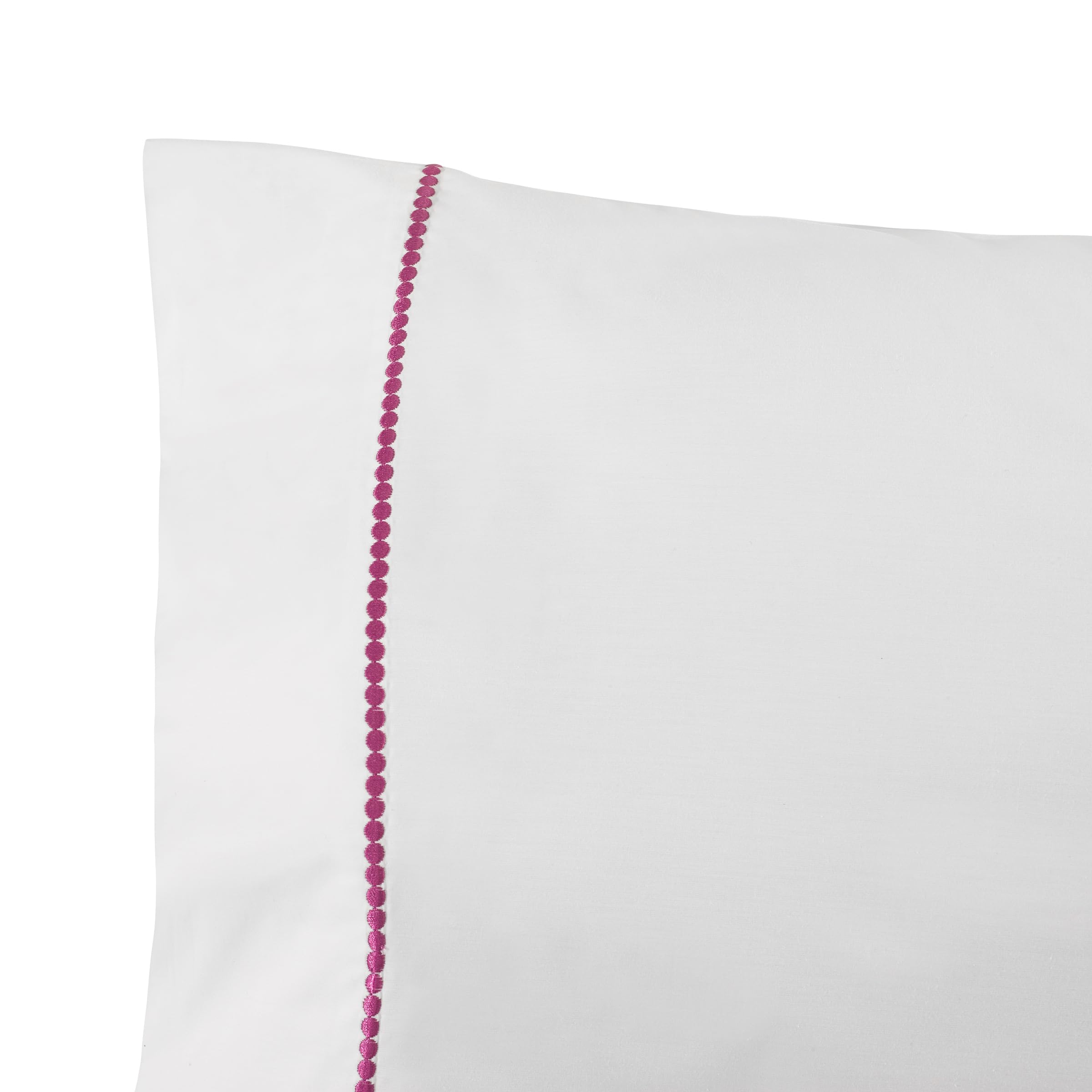 kate spade new york Dot Queen Sheet Set, 300 Thread Count and 100% Cotton, All Season 4 Piece Bedding Set, Machine Washable, White and Pink