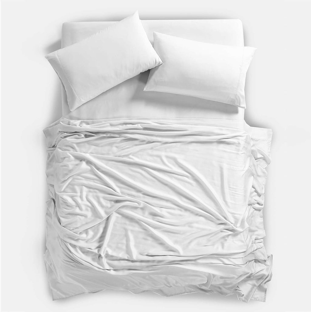 Skiennix Viscose Sheet Set | King Size, 100% Rayon Bamboo, Luxuriously Soft & Cooling - White, 4 Pieces