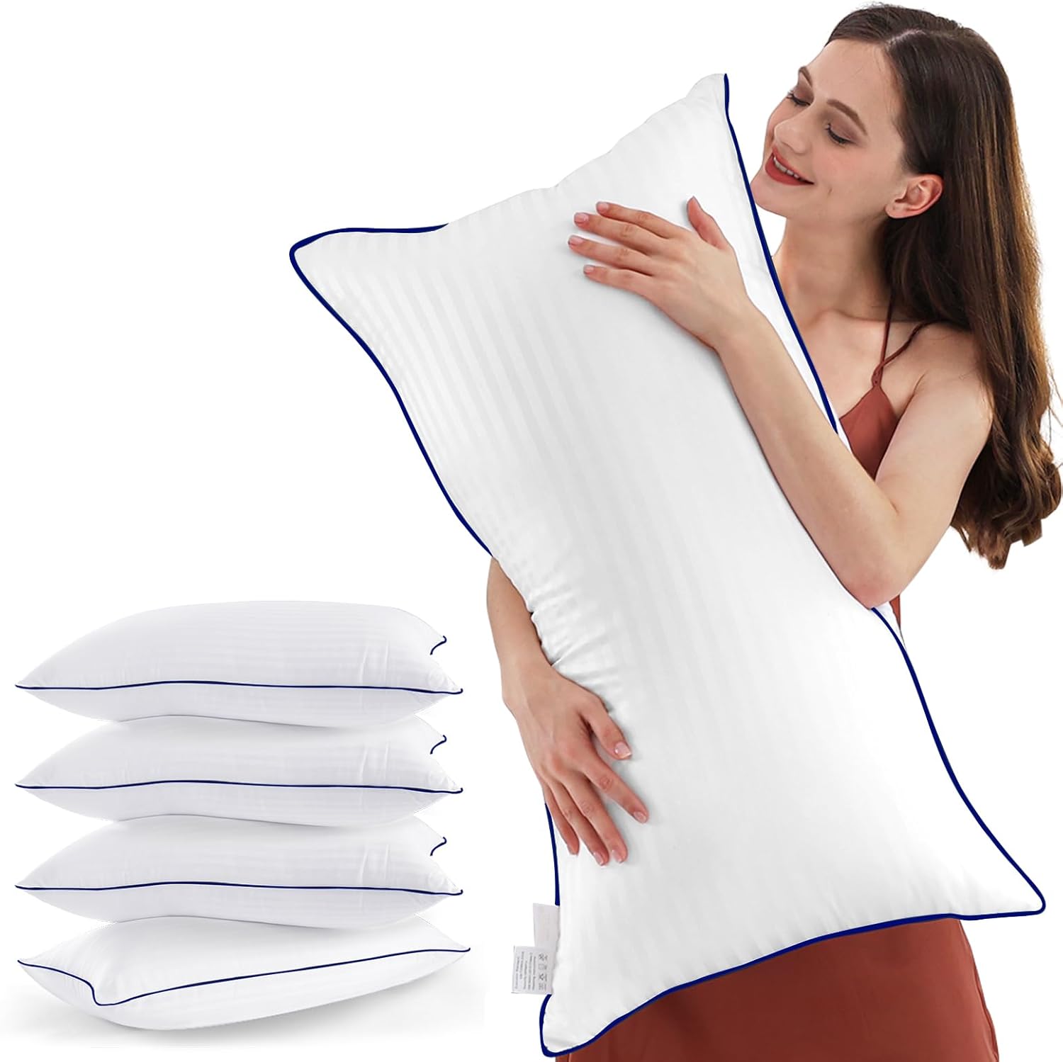 SEMZSOM King Size Bed Pillows - Set of 4 Luxury Hotel-Quality Soft Down Alternative for All Sleep Positions