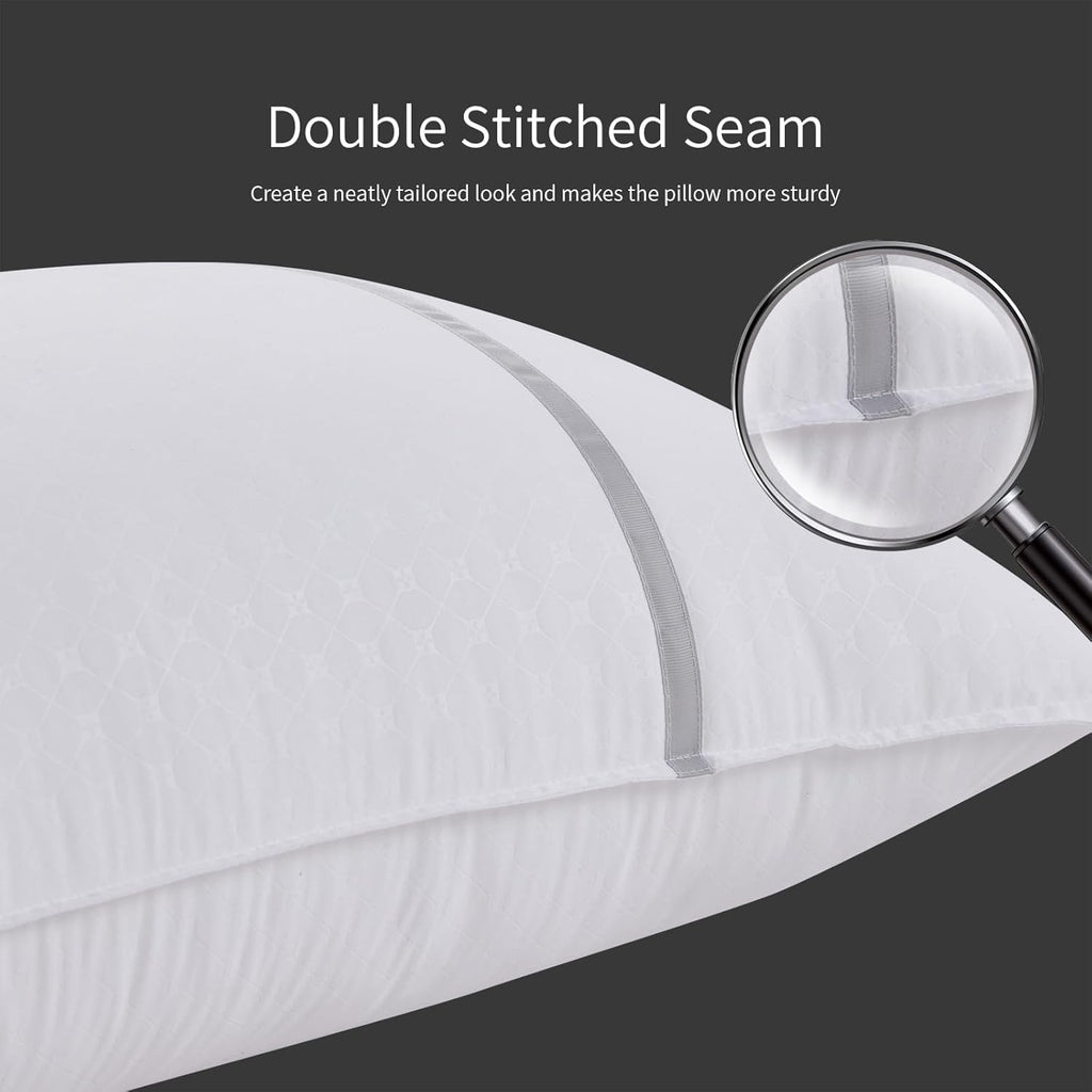 Skiennix Queen Size Bed Pillows Set of 4 - Medium Firm Cooling Pillows for Side & Back Sleepers | 20 x 28 Inches