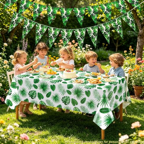 Hawaiian Palm Tree Party Decor Set - 2 Tablecloths & 2 Banners
