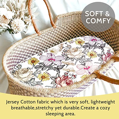 Fitted Bassinet Sheet - Soft Jersey Cotton for Baby, 32x16 inches