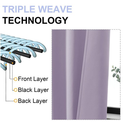 Simplebrand Ava Lilac Blackout Curtains for Bedroom 63 Inch Length 2 Panels Set, Nursery Thermal Insulated Energy Saving Rod Pocket Window Treatment Curtains Blackout Drapes, W40 x L63 Inch, Lilac
