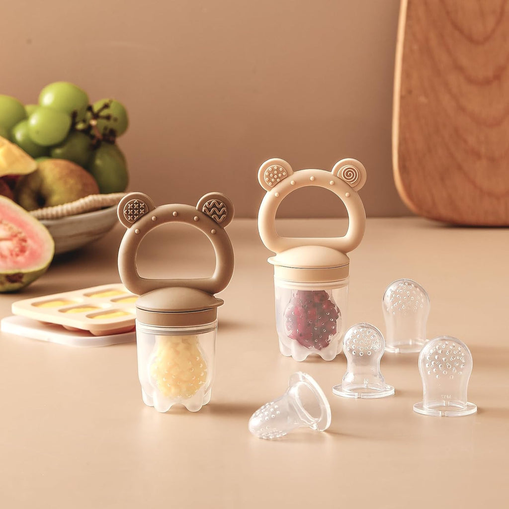 Skiennix 2 Pack Silicone Baby Fruit Feeder - Mini Freezer Tray & Breastmilk Popsicle Molds for Teething Relief | Safe Infant Self-Feeding