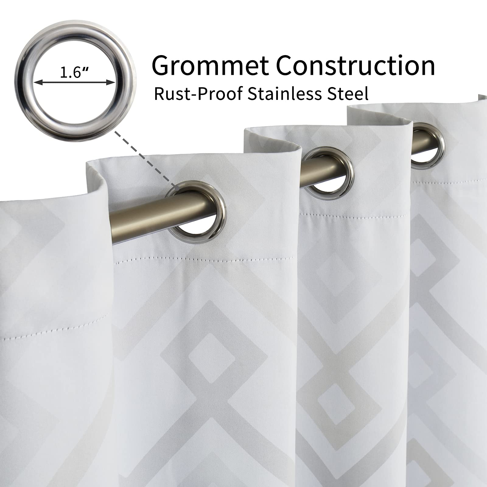 Easy-Going Printed Blackout Curtains for Bedroom, Gradient Line Color Noise Reduction Curtain Drapes, Light Blocking Thermal Insulated Grommet Curtain, 2 Panels, 52 x 96 in, Gray