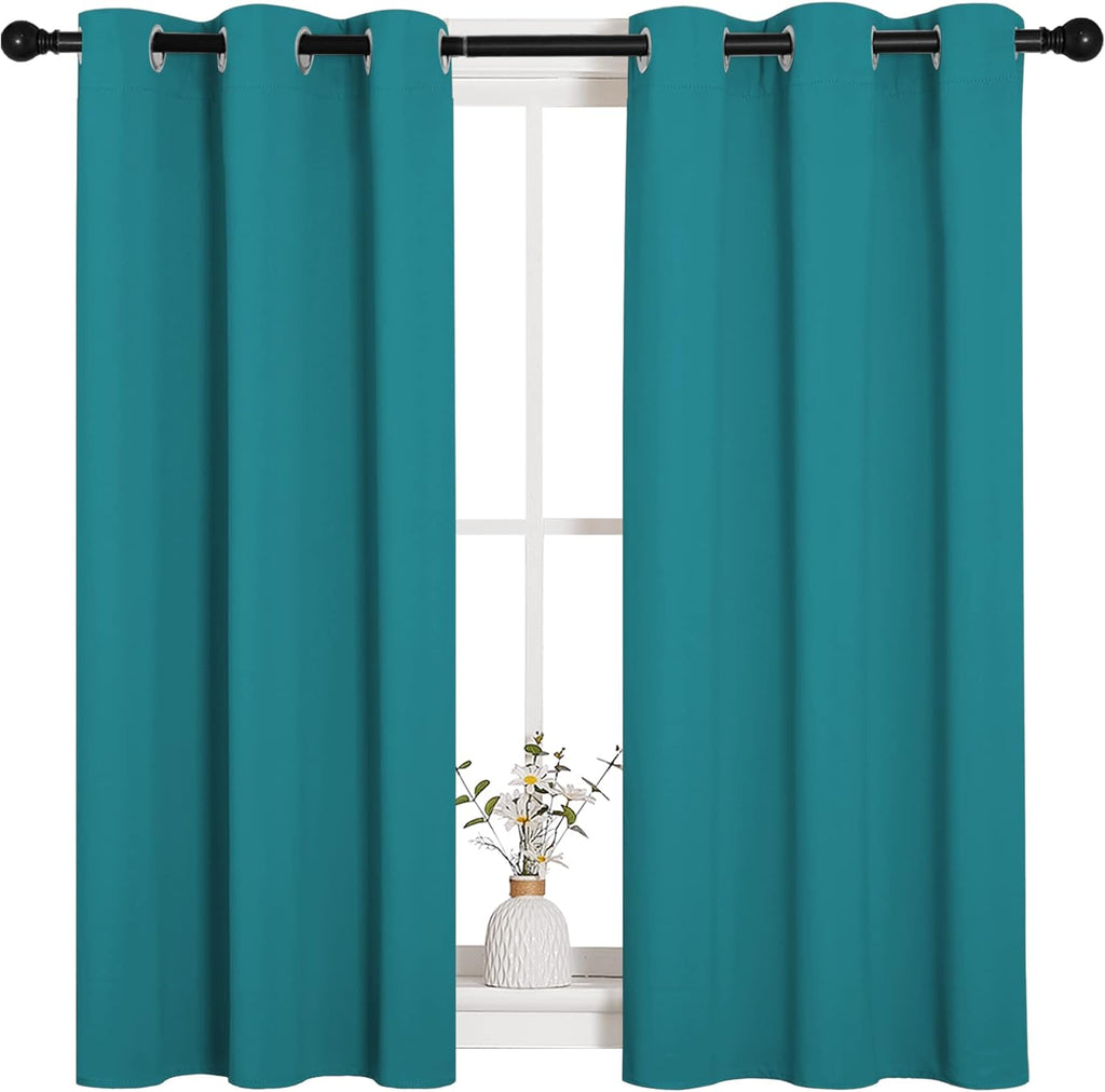 NICETOWN Blackout Curtains - Thermal Insulated Grommet Room Darkening Panels | 45-Inch Length, Peacock Teal, 2 Pieces