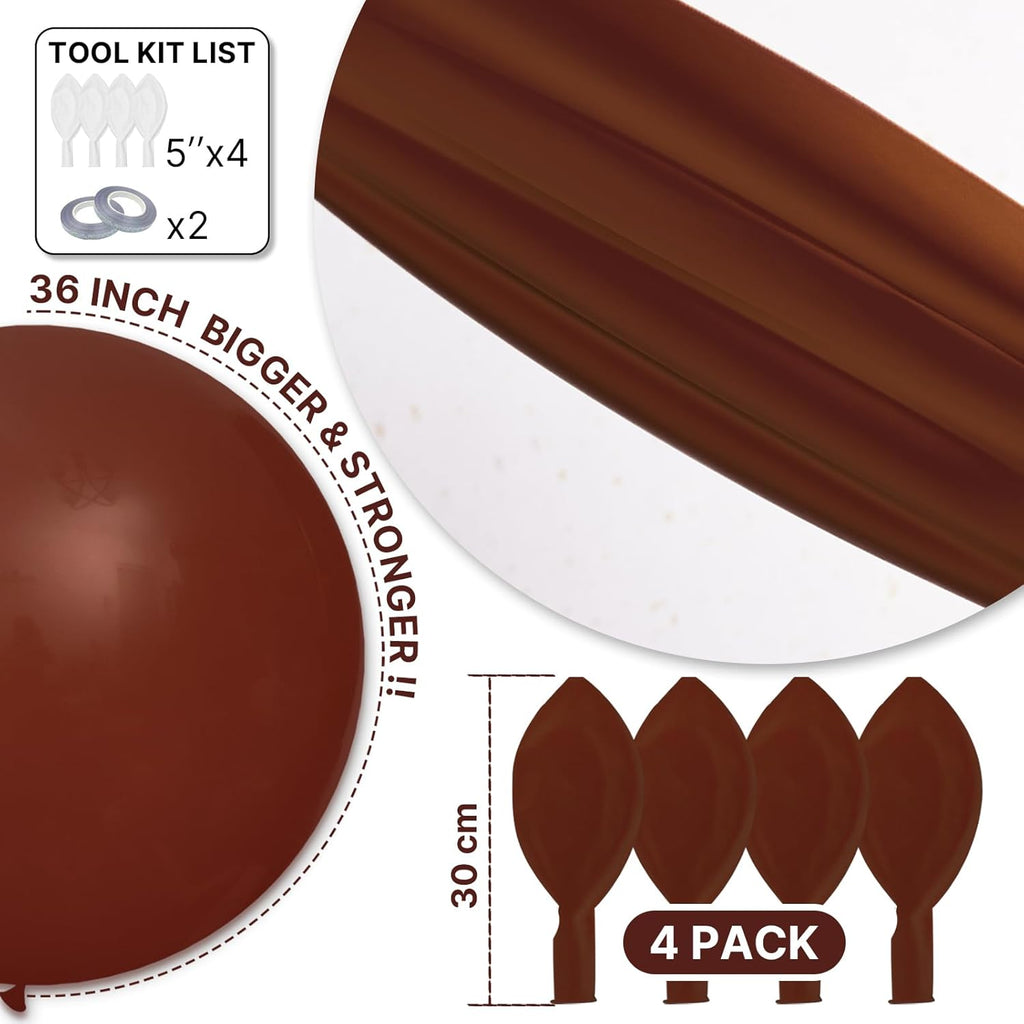 PartyWoo Dark Brown Balloons - 36 Inch Boho Neutral Coffee Tan Latex for Graduation & Baby Shower Decor