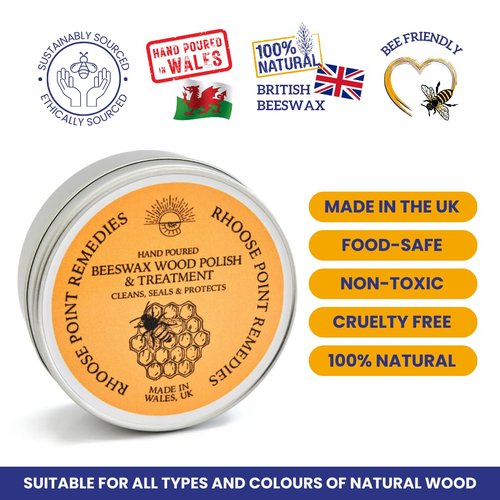 Premium Food-Safe Beeswax Wood Polish & Furniture Wax – Hand Poured Wood Conditioner | Eco-Friendly & Non-Toxic | Protects & Restores All Wood: Furniture, Toys, Cutting Boards, Ornaments (3.5 Fl Oz)