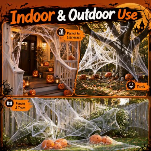 200 Sq Ft Spider Web with 10 Artificial Spiders - Halloween Decor