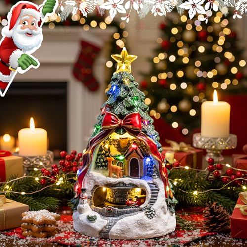 Animated Musical Christmas Tree Village with Spinning Santa Train - Lighted Figurine & Holiday Decor, Variation of Christmas Tree & Spinning Train