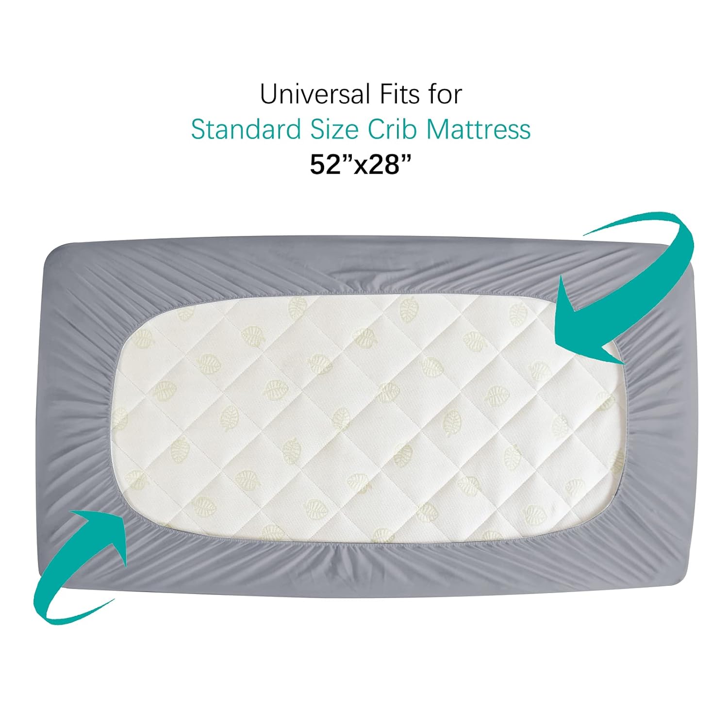 Regine Switzerland Crib Mattress Protector Sheets - 2 Pack Waterproof & Noiseless | 52" x 28" White & Gray