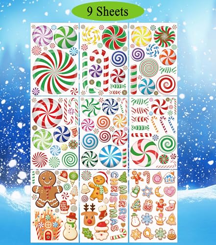 Christmas Candy Window Decals & Stickers - Holiday Holiday Decorations for Glass & Walls