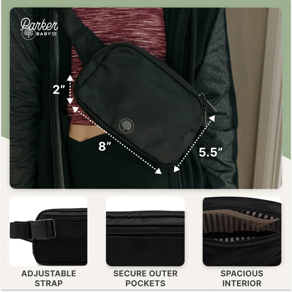 Parker Baby Diaper Belt Bag - Portable Crossbody Fanny Pack for Moms - Birch & Black Options Available