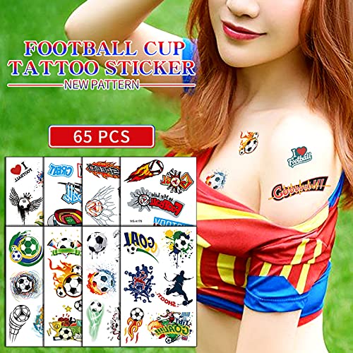 TopFunny Soccer Temporary Tattoos, 87Pcs Waterproof Fake Body Stickers