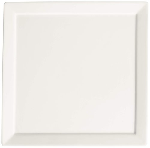 Fortessa Fortaluxe SuperWhite Vitrified China Dinnerware, Tavola 12-Inch Square Flat Bottom Plates, Set of 6