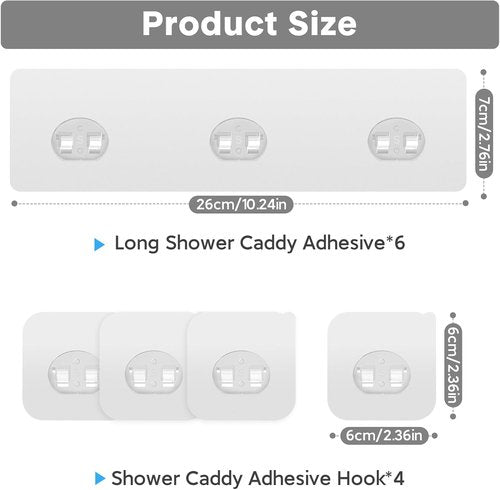 Lsnisni Shower Caddy Adhesive Hooks - 10 Pack Strong Waterproof Strips for No-Drill Bathroom & Kitchen Storage
