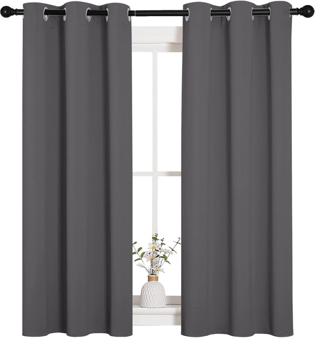 NICETOWN Blackout Drapery Panels - Thermal Insulated Microfiber Curtains | Gray, 34 x 54 Inches (Set of 2)