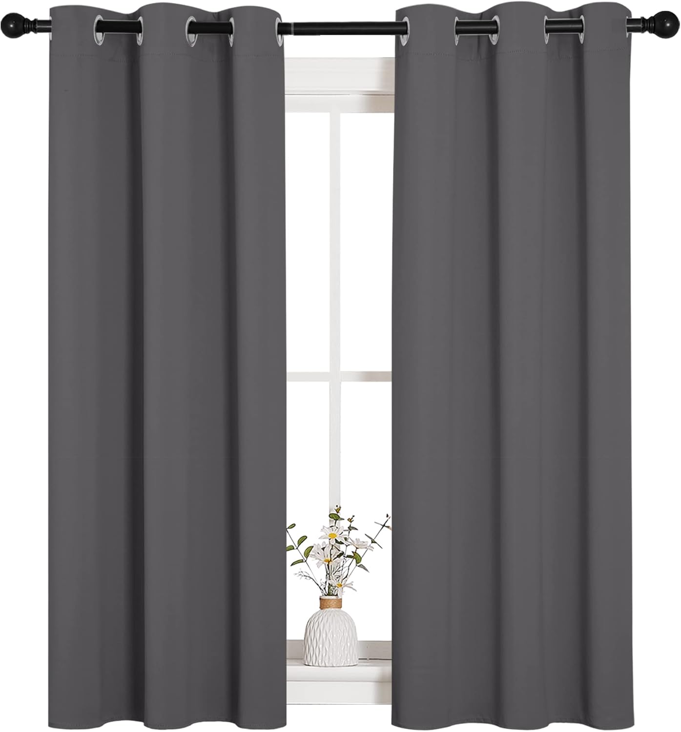 NICETOWN Blackout Drapery Panels - Thermal Insulated Microfiber Curtains | Gray, 34 x 54 Inches (Set of 2)