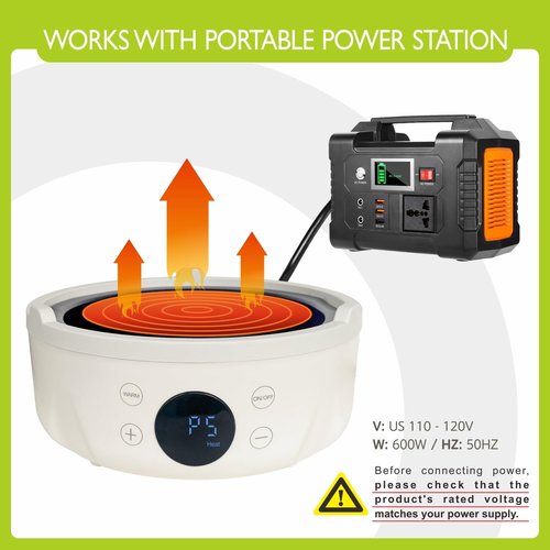 Mini Hot Plate Electric - Portable hot plate, Small Hot Plate, Mini Electric Stove, Perfect Size For Moka Pot, Melting Wax And More, Suitable For Kitchen, RV camping, Outdoor, 600W, 9 heat levels