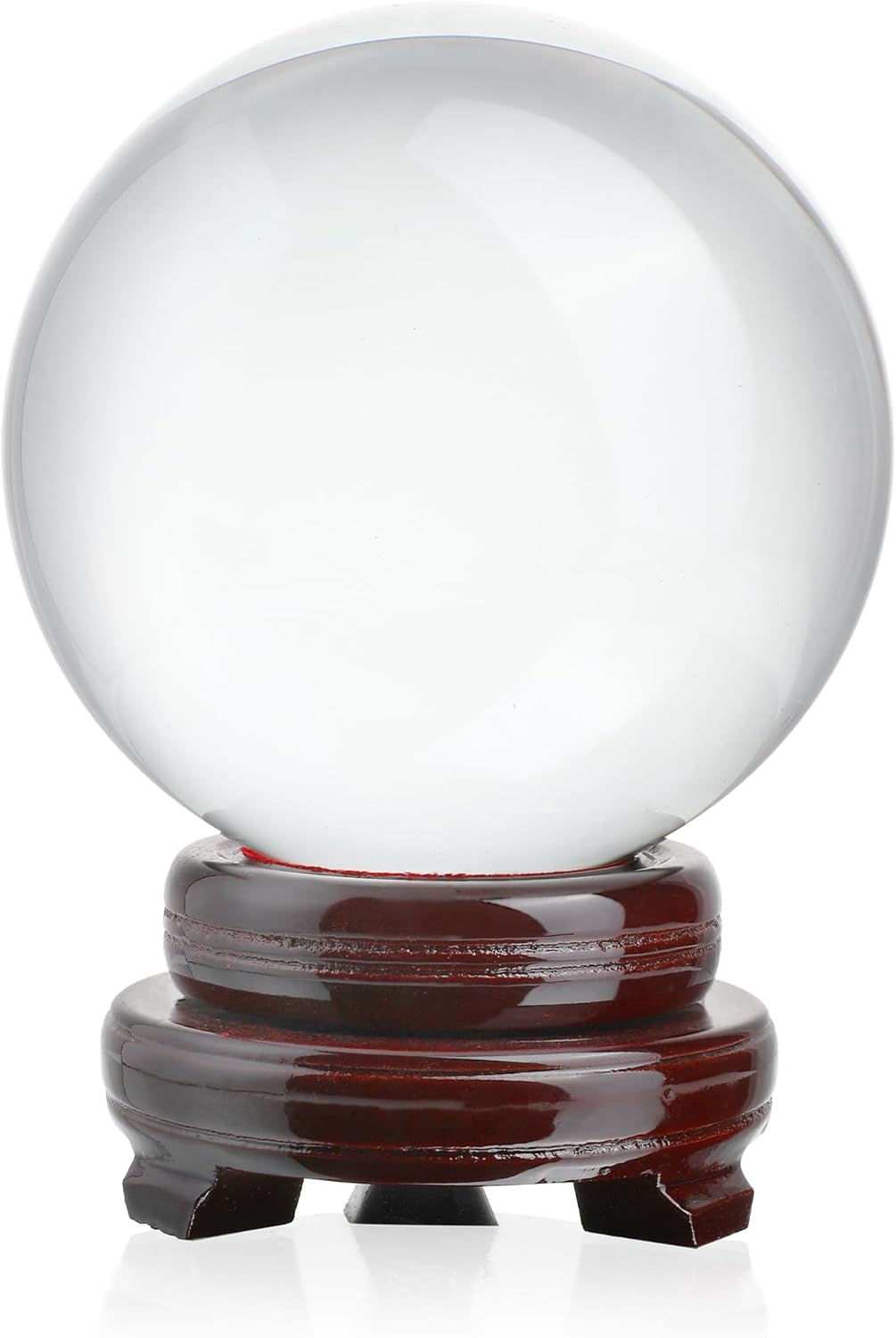 Skiennix 150mm Clear Crystal Ball - Mystical Quartz Sphere with Wooden Stand for Fortune Telling & Photography