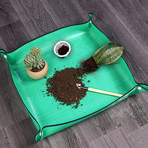 SisBroo Foldable Plant Repotting Mat, Waterproof Gardening Tarp (Green)