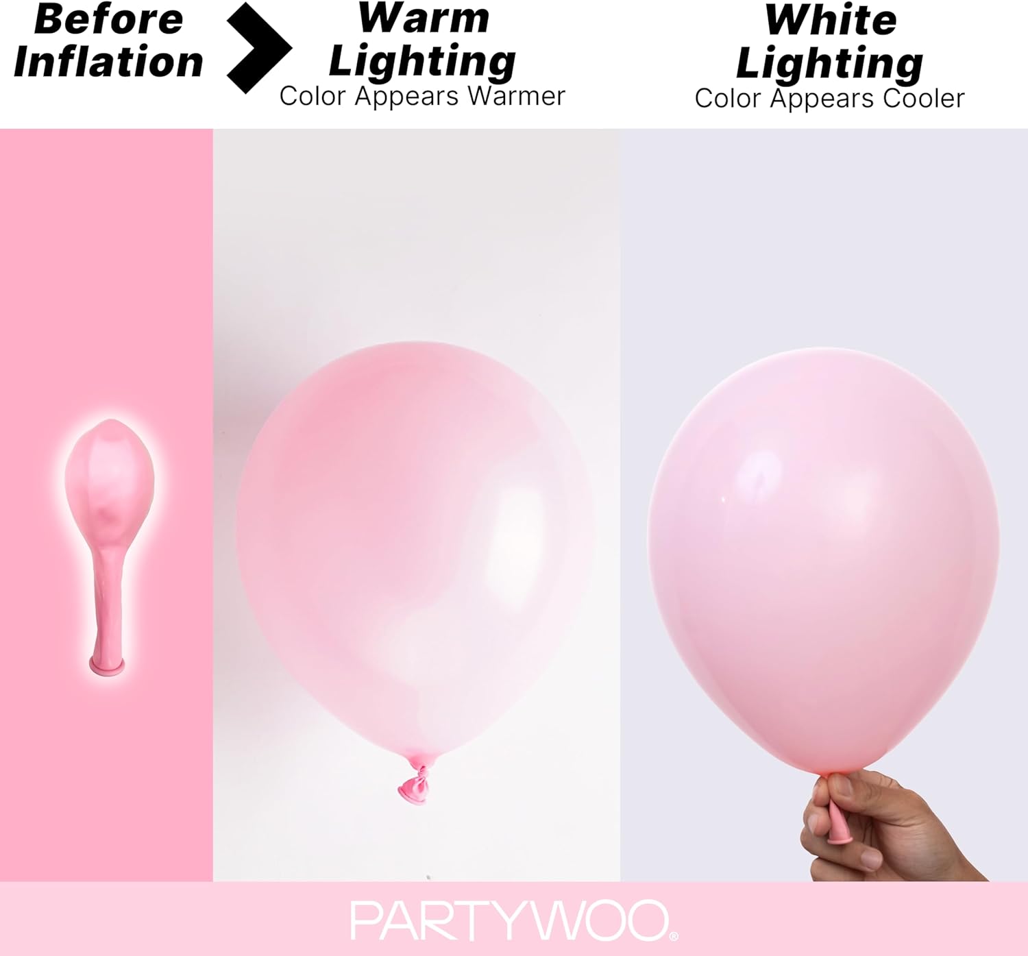 PartyWoo Light Pink Balloon Arch Kit - 120pcs in Various Sizes for Baby Showers & Birthday Parties