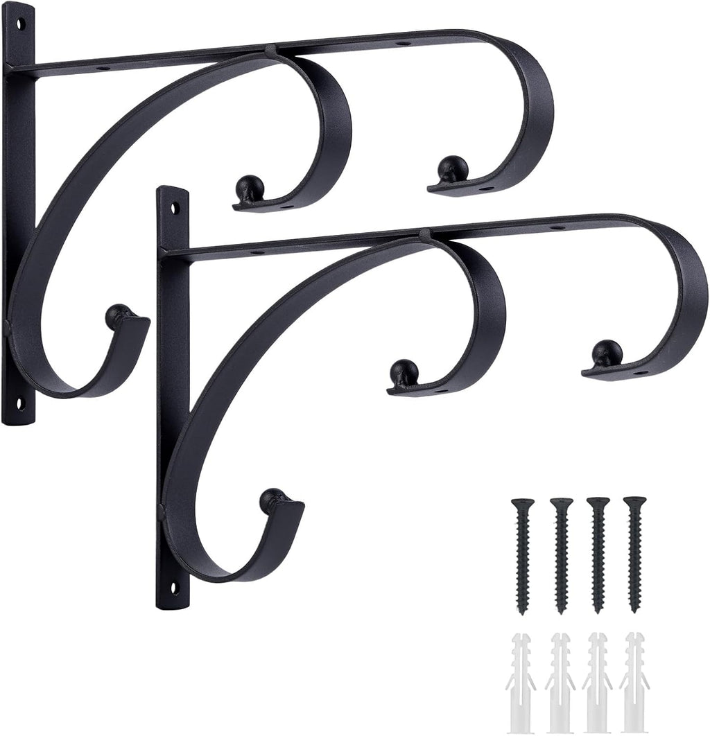 Plant Hangers | Decorative Iron Hanging Plant Brackets - 10 Inch for Indoor/Outdoor Use (2 Pack)