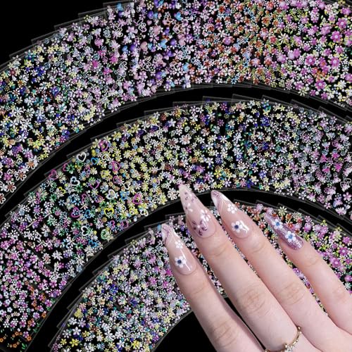 3D Floral Nail Stickers 60 Sheets - Daisy & Heart Self-Adhesive Decals