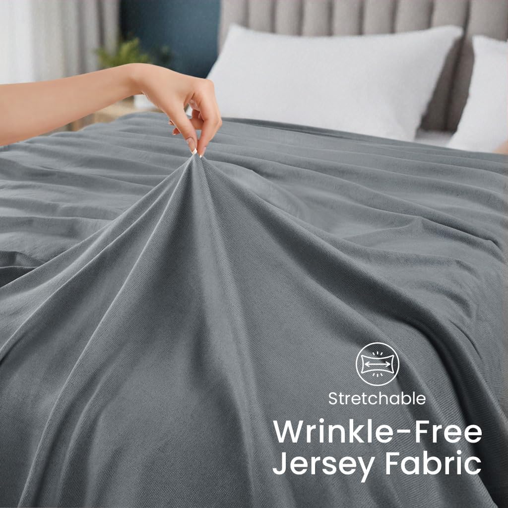 Utopia Bedding Knit Blanket - Soft Lightweight Jersey Blanket | Queen Size 90x90 Inches, Grey