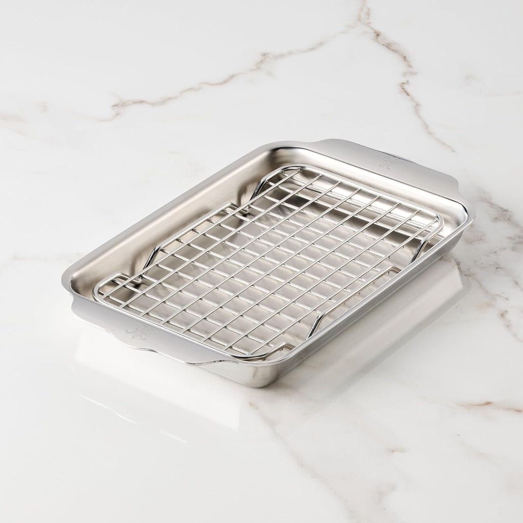 Hestan OvenBond Provisions - Tri-Ply Stainless Steel 2-Piece Mini-Eighth Sheet Pan & Rack Set (6 x 9")
