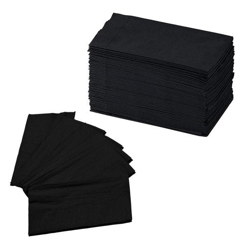 2 Ply Black Dinner Napkins-15" x 17" -1/8Fold - 125 Count (Pack of 8), Total 1000 Count