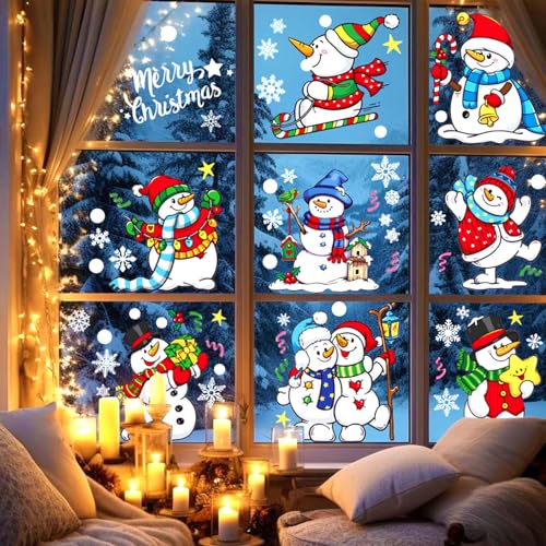 147 Pcs Christmas Window Clings - Snowflake Decorations for Holiday Decor