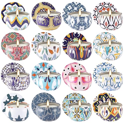 16 Pack Scented Soy Candles Set - Aromatherapy Travel Tin Candles for Home & Relaxation
