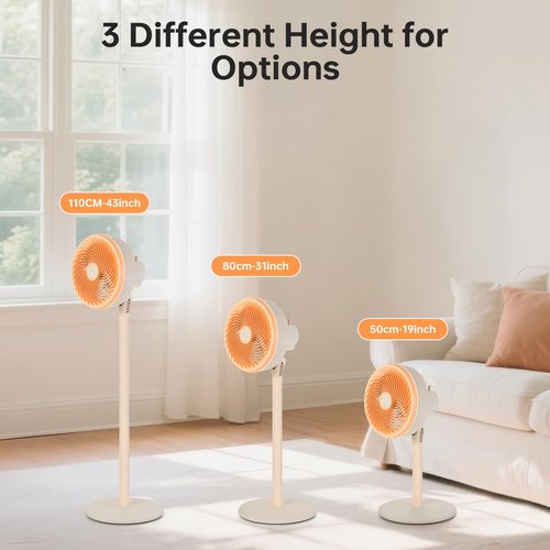 BEESTAR Stand Fan for Bedroom,Oscillating Pedestal Fan with 3-Speed, Adjustable Height,Standing Floor Fan for Living Room, Bedroom, Kitchen, and Home Office