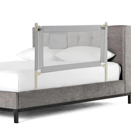 BABY JOY Bed Rail for Toddlers, 47''Long, Height Adjustable & Foldable Baby Bed Rail Guard w/Storage Pocket & Double Safety Child Lock for Kids Twin Double Full Size Queen King Mattress (Grey)