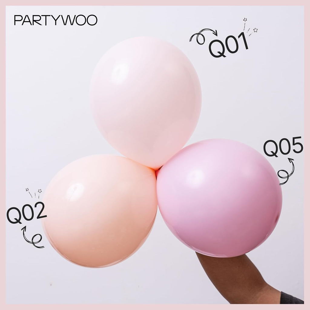 PartyWoo Pale Pink Balloon Arch Kit - 100pcs in Various Sizes for Birthday, Engagement, Baby Shower Decor