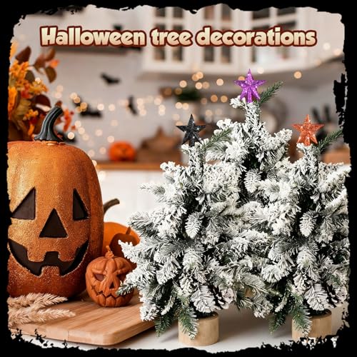 3 Pcs Mini Christmas Tree Topper Star Ornaments - Glitter Decor