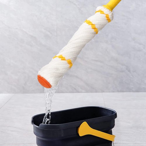 KeFanta Self-Wringing Twist Mop for Floor Cleaning, Long Handled Microfiber Floor Mop with Top Scouring Pad for Kitchen, Hardwood, Restaurant, Bathroom, Garages, Warehouses, Office,57-inch