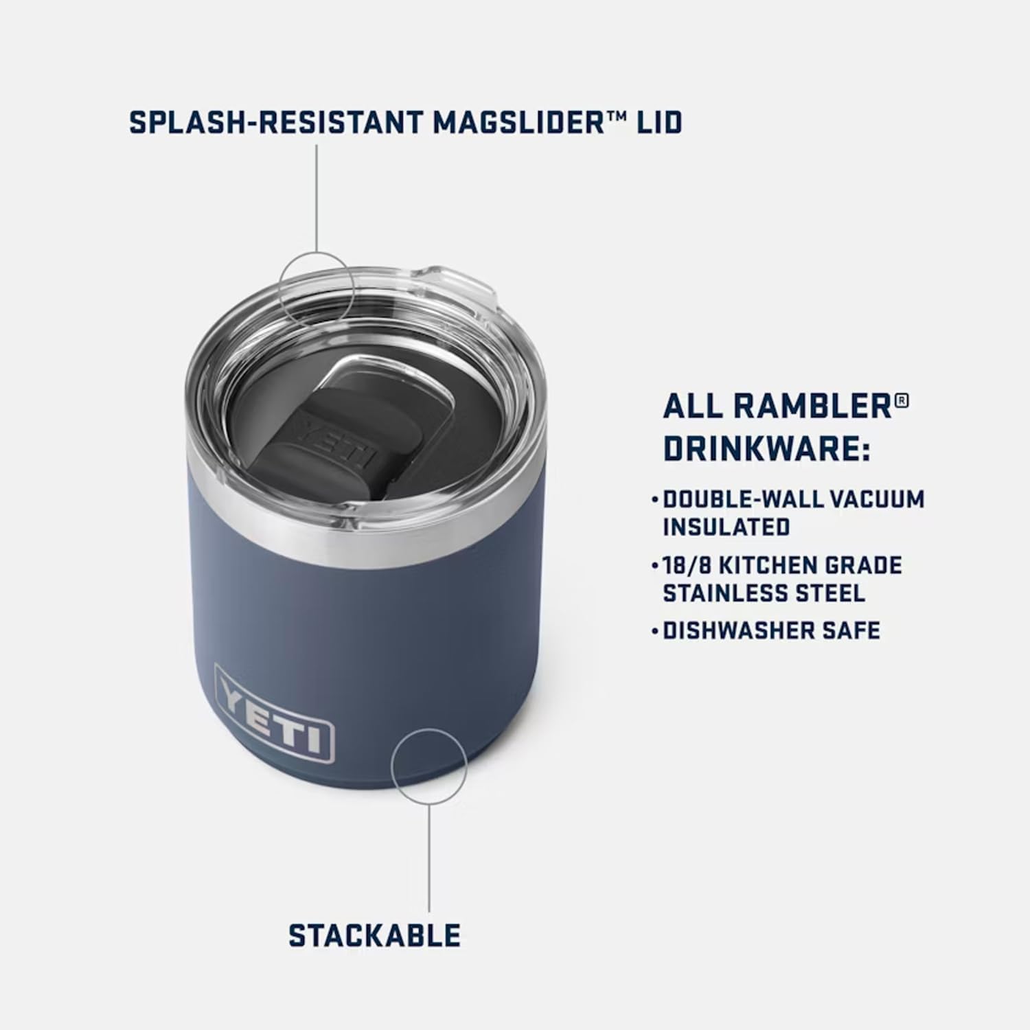 YETI Rambler 10 oz Lowball - Vacuum Insulated Stainless Steel with MagSlider Lid | Black Finish