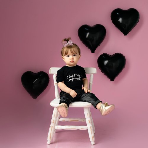 Black Heart | 10 Pcs Black Foil Heart Balloons - 18 Inch Helium Polyester Film for Valentine's & Weddings