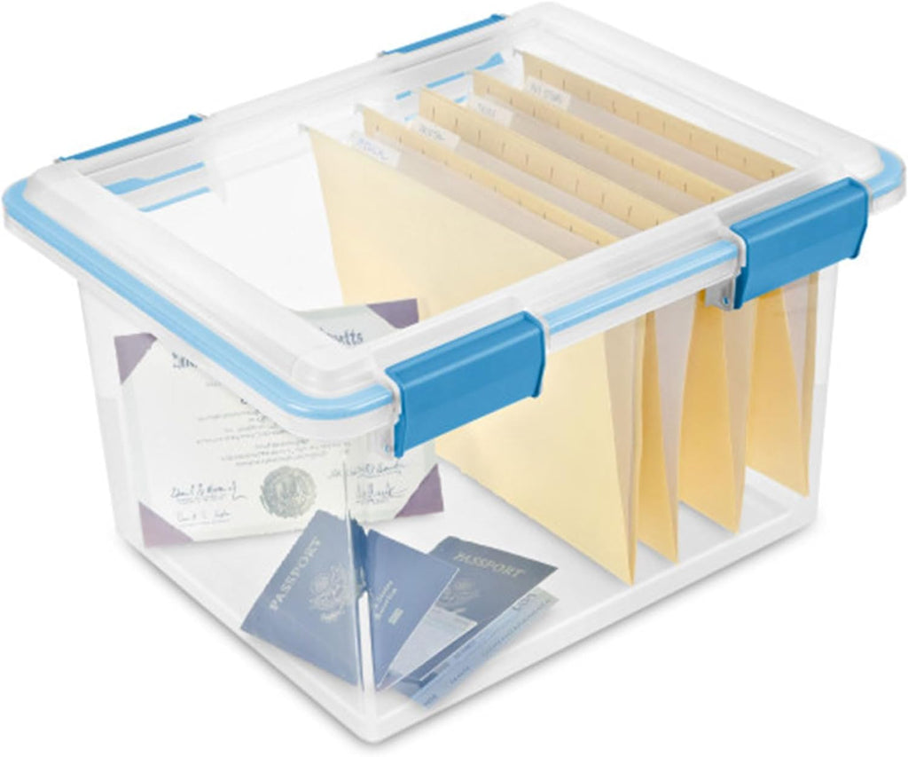 Sterilite 8-Pack Gasket Box | Weather-Resistant Storage Bins with Latching Lids - 32 Quart Heavy-Duty Organizers