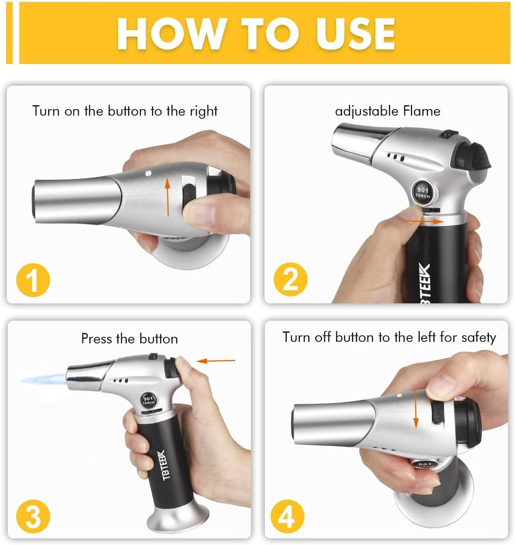 TBTeeK Butane Torch - Adjustable Flame Kitchen Torch with Safety Lock | 2-Pack for Cooking & DIY