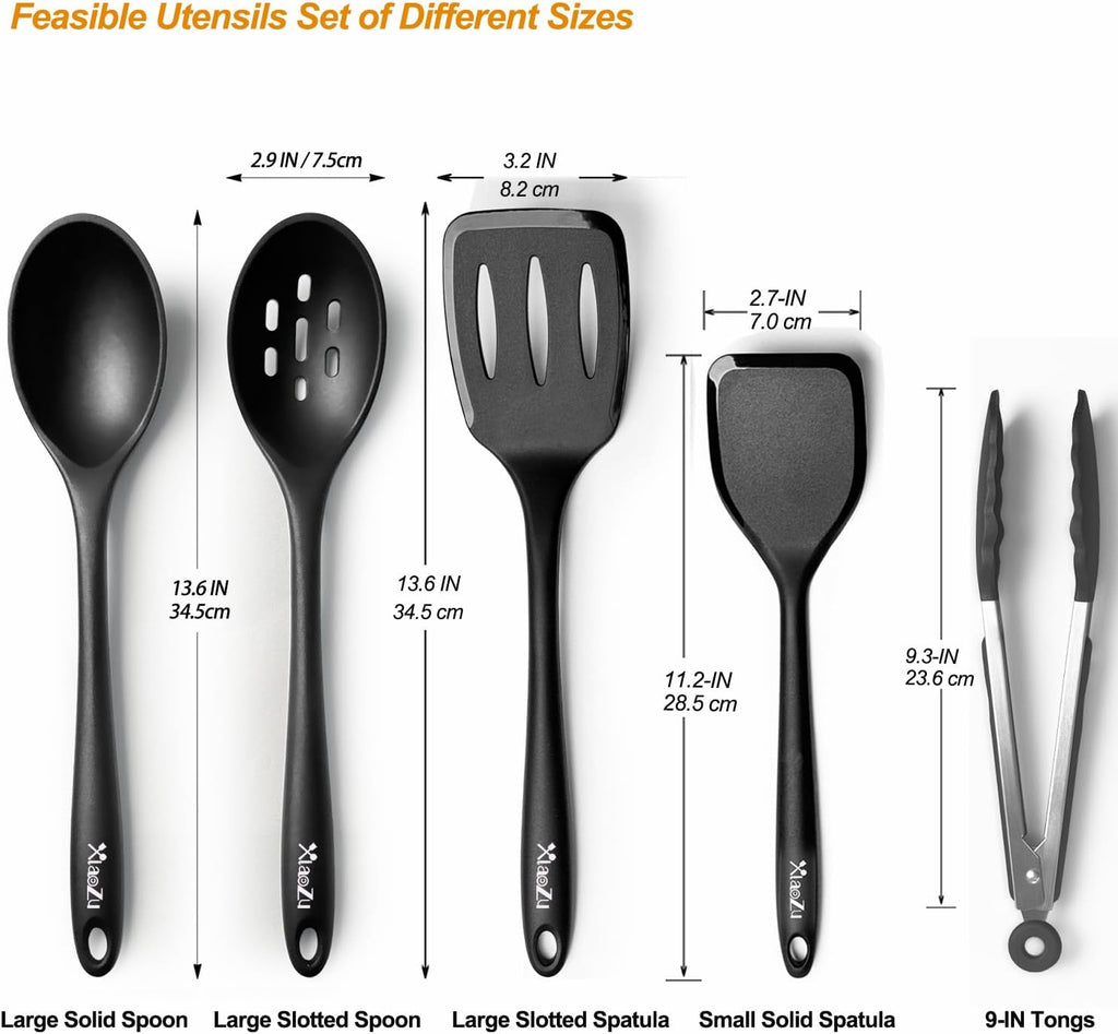 Skiennix Silicone Cooking Utensils Set - Heat Resistant, BPA-Free Non-Stick Spatulas & Spoons for Kitchen Use