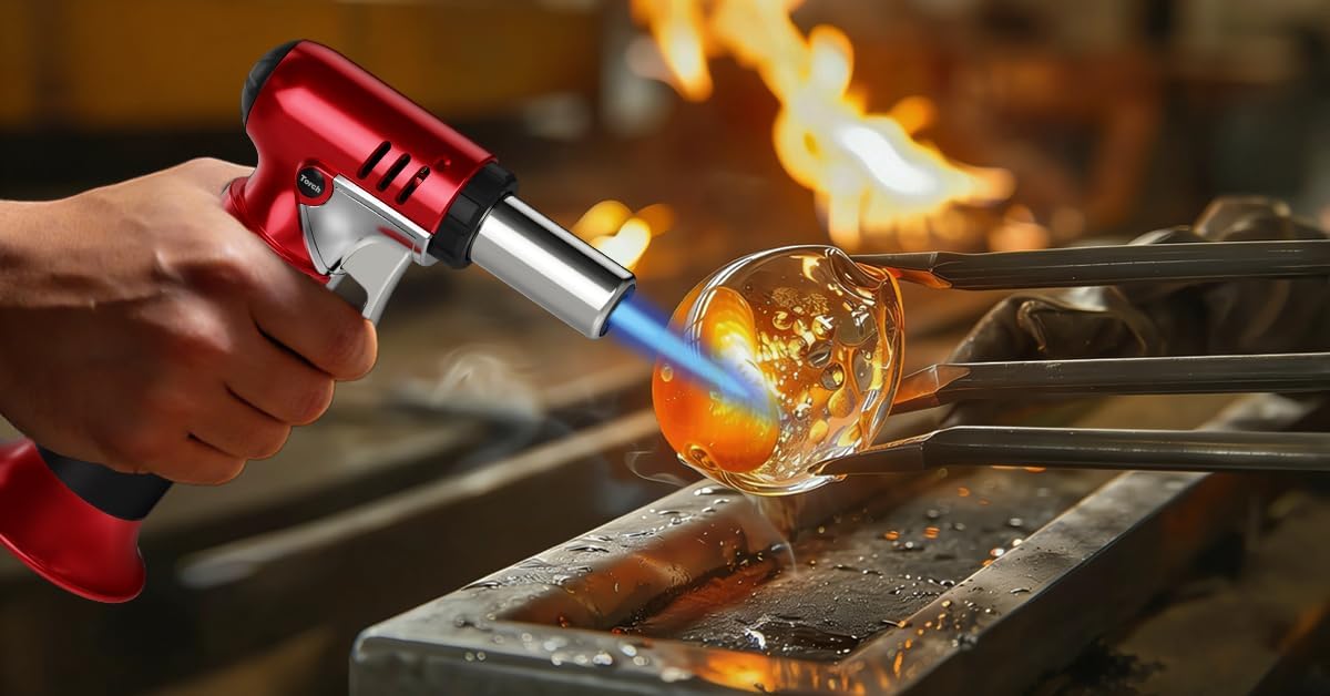 Semlos Butane Torch - Refillable Kitchen Lighter with Safety Lock & Adjustable Flame | Perfect for DIY, Crème Brûlée & Soldering
