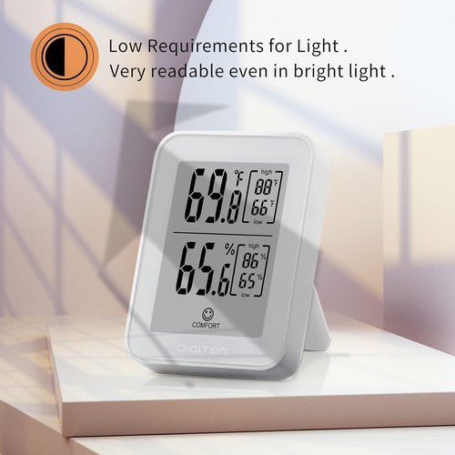 DIGITEN Digital Hygrometer - Indoor Thermometer with 360° HD E-Ink Screen | Accurate Temperature & Humidity Monitor