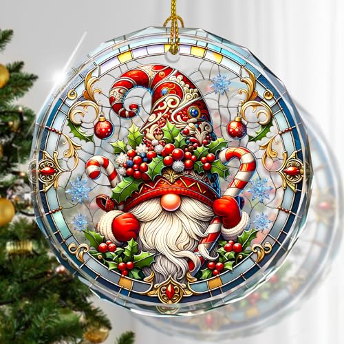 Gnome Stained Glass Christmas Ornament - Holiday Tree Decor & Gift - Variation of THIS listing