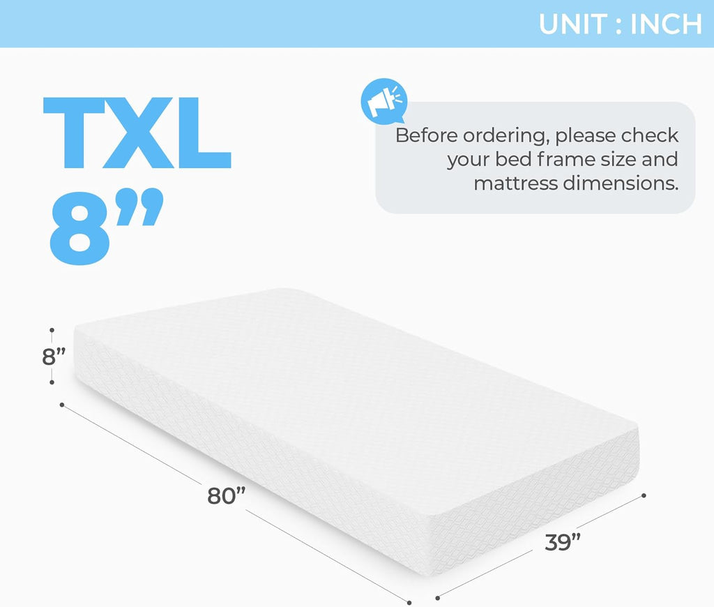 Neo Sleep Twin XL Cooling Gel Memory Foam Mattress - Medium-Firm Pressure Relief | CertiPUR-US Certified