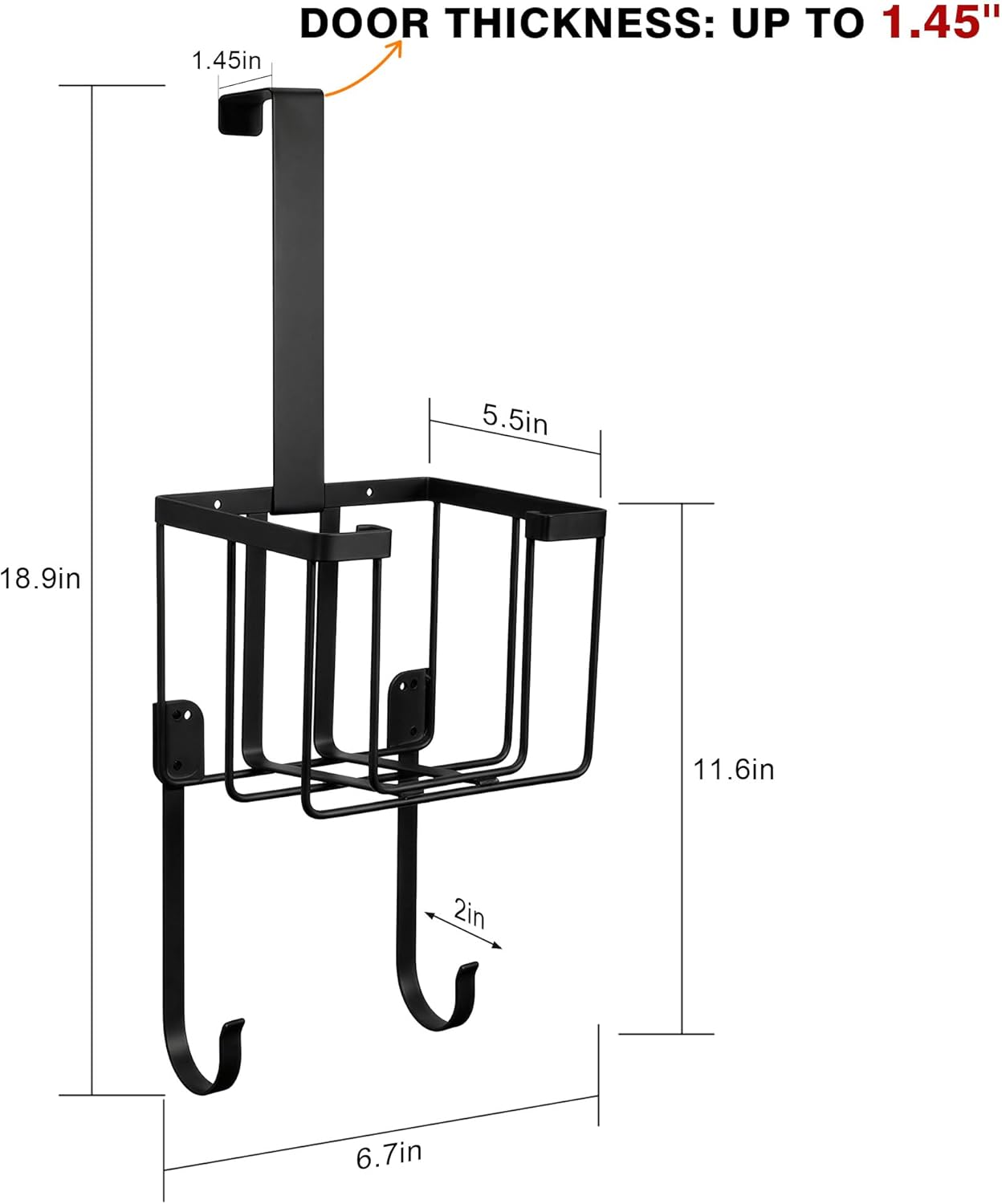 ORLESS Ironing Board Hanger - Over The Door/Wall Mount Storage Solution for Laundry Room, Black