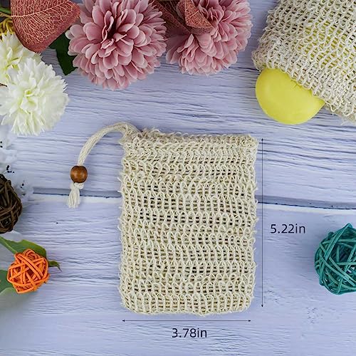 5 Pack Natural Cotton & Linen Soap Saver Bag Exfoliating Pouch
